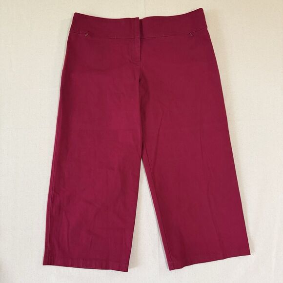 Eileen Fisher Womens Size Large Cranberry Wide Leg Cropped Pants - Picture 1 of 12